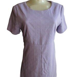 Vintage Women's Dress 8 1970's Mini Lilac Textured Stretch Knit Mod Handmade Med